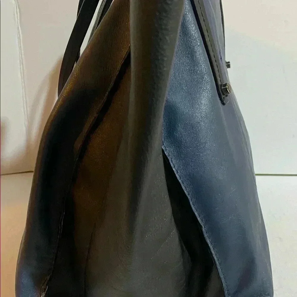 Botkier navy blue black leather satchel handbag